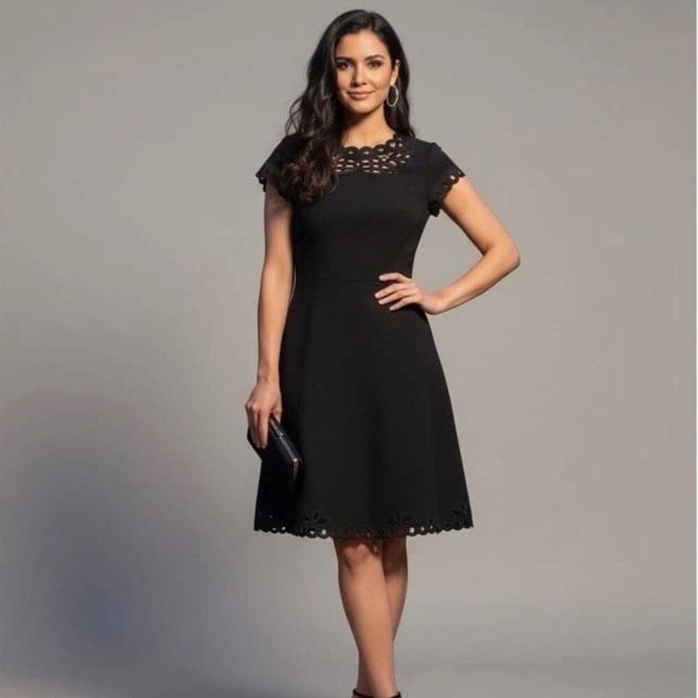 White House Black Market women 4‎ lace Fit & Flare black dress cocktail